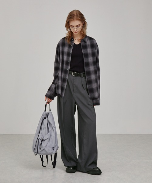 セール】バルーンシルエット ディープタックワイドパンツ