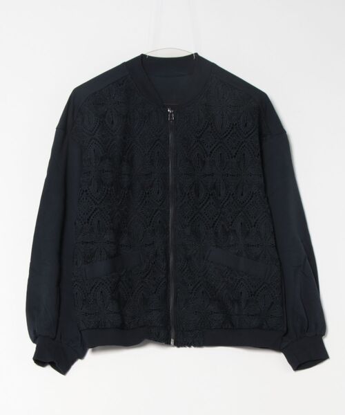 aunt lily（アントリリー）の「レースコンビコンシャススリーブブルゾン（ブルゾン・レディース・ネイビー・M/LL/L）」の3枚目の写真