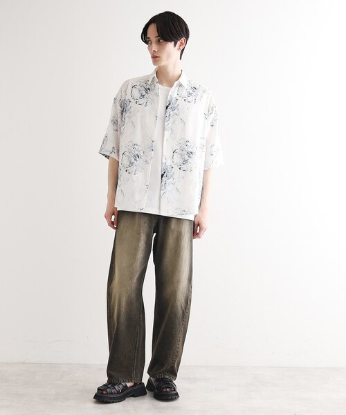 tk.TAKEO KIKUCHI(ティーケータケオキクチ)の「シアージャカードフラワーシャツ(シャツ/ブラウス・メンズ・ホワイト系4/ブラック系3/ブルー系3・02/03)」の22枚目の写真