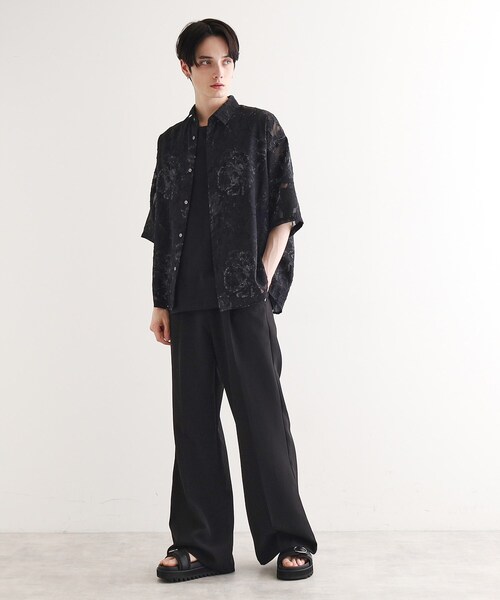 tk.TAKEO KIKUCHI(ティーケータケオキクチ)の「シアージャカードフラワーシャツ(シャツ/ブラウス・メンズ・ホワイト系4/ブラック系3/ブルー系3・02/03)」の6枚目の写真