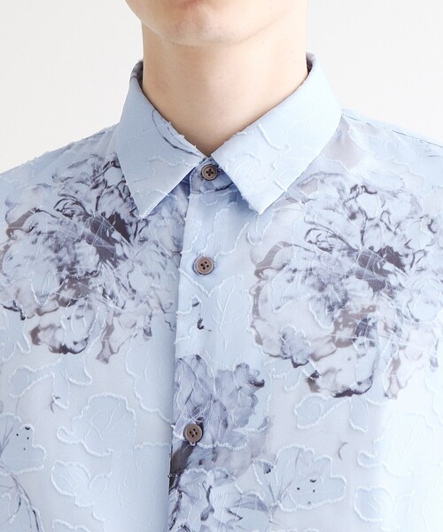 tk.TAKEO KIKUCHI(ティーケータケオキクチ)の「シアージャカードフラワーシャツ(シャツ/ブラウス・メンズ・ホワイト系4/ブラック系3/ブルー系3・02/03)」の16枚目の写真