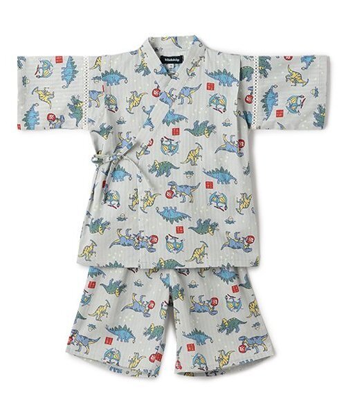 kladskap(クレードスコープ)の「恐竜柄甚平(浴衣・キッズ・ネイビー/ライトグレー・S(80-90cm)/L(120-130cm)/M(100-110cm))」の2枚目の写真