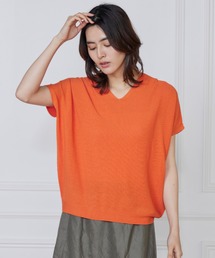 INED | 【WEB限定】ホールガーメント 鹿の子編みVネックサマーニット《Cuoo》(ニット/セーター)