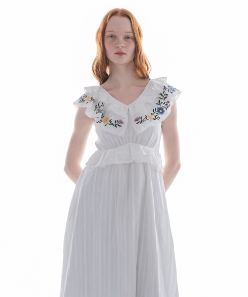 SALE❣️イフ ワンピース セール】flower embroidery onepiece／花柄刺繍フリルワンピース