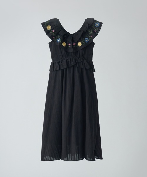 セール】flower embroidery onepiece／花柄刺繍フリルワンピース