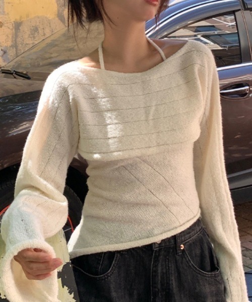 Vipoa(ヴィポア)の「ensemble SS knit(ニット/セーター・レディース・アイボリー/ピンク・FREE)」の2枚目の写真