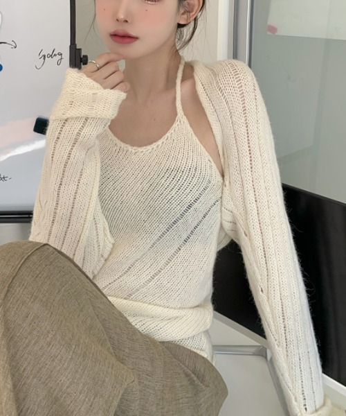 Vipoa(ヴィポア)の「ensemble SS knit(ニット/セーター・レディース・アイボリー/ピンク・FREE)」の3枚目の写真