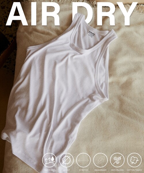 FREAK'S STORE（フリークスストア）の「FREAK’S STORE/フリークスストア AIRDRY リブ編み タンクトップ/エアドライ ポリエステル/吸水速乾/遮熱性/UVカット（タンクトップ・メンズ・チャコールグレー/ブラック/ホワイト・SMALL/LARGE/MEDIUM）」の4枚目の写真