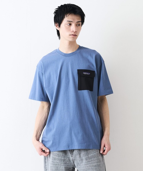 ragged mountain（ラギットマウンテン）の「【RAGGED MOUNTAIN：ラギットマウンテン】布帛ポケット付 Tシャツ 半袖 オーバーサイズ（Tシャツ/カットソー・メンズ・ホワイト/ブラック/グレイッシュブルー/パープル/ベージュ・MEDIUM/LARGE/X-LARGE）」の21枚目の写真