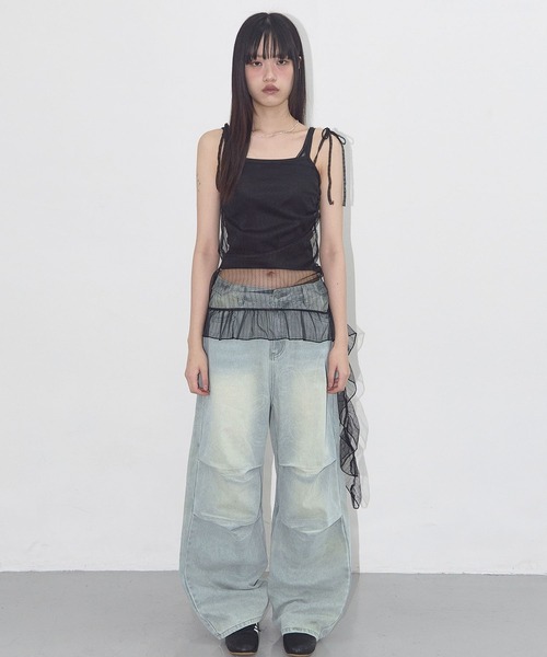 FANCY CLUB（ファンシークラブ）の「FANCY CLUB／レースシャーリングワンピース（ワンピース・レディース・ホワイト/ブラック・FREE）」の4枚目の写真