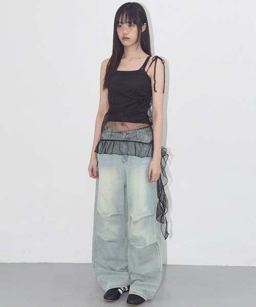 FANCY CLUB（ファンシークラブ）の「FANCY CLUB／レースシャーリングワンピース（ワンピース・レディース・ホワイト/ブラック・FREE）」の5枚目の写真