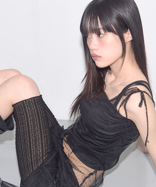 FANCY CLUB（ファンシークラブ）の「FANCY CLUB／レースシャーリングワンピース（ワンピース・レディース・ホワイト/ブラック・FREE）」の12枚目の写真