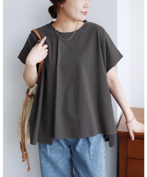 tシャツ フロントジップタックスリーブプルオーバー レディース green label relaxing tシャツ サッカー タックスリーブ プル