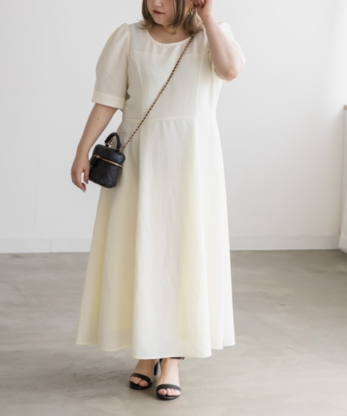 CLETTE(クレット)の「ペチコート付きシアーチェックワンピース(ワンピース・レディース・ブラック/グリーン/アイボリー・3L/LL/4L)」の2枚目の写真