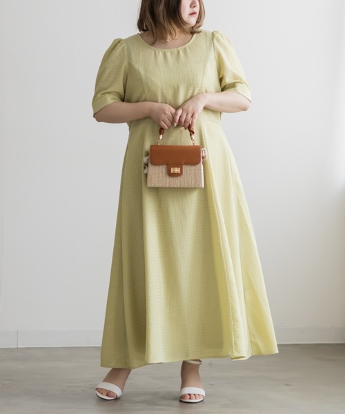 CLETTE(クレット)の「ペチコート付きシアーチェックワンピース(ワンピース・レディース・ブラック/グリーン/アイボリー・3L/LL/4L)」の19枚目の写真