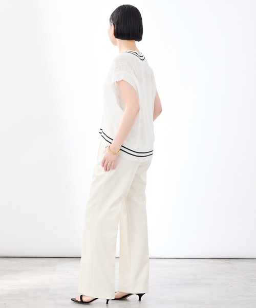 VERMEIL par iena（ヴェルメイユパーイエナ）の「Linen Knit Cable ベスト（ベスト・レディース・ホワイト/ネイビー・FREE）」の9枚目の写真