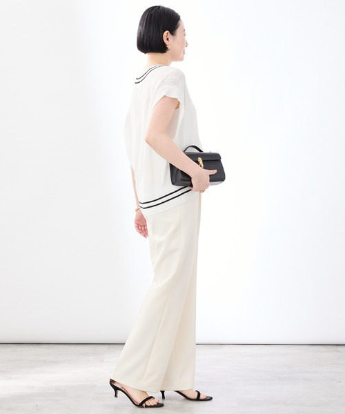 VERMEIL par iena（ヴェルメイユパーイエナ）の「Linen Knit Cable ベスト（ベスト・レディース・ホワイト/ネイビー・FREE）」の11枚目の写真