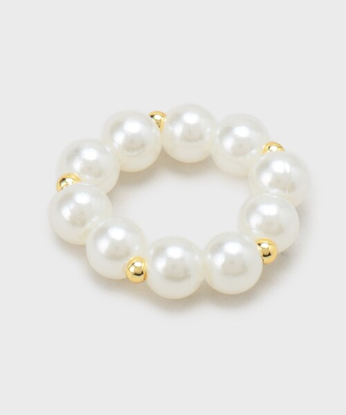 OPAQUE.CLIP(オペークドットクリップ)の「パール調リング付き刺繍スカーフ(バンダナ/スカーフ・レディース・グレー/ベージュ・00)」の6枚目の写真