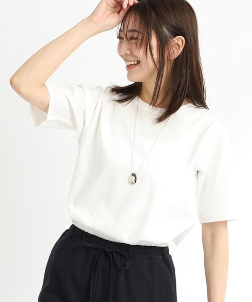 Reflect(リフレクト)の「【夏SALE/UVカット/接触冷感/マシンウォッシュ可能】ベーシックジャージTシャツ(Tシャツ/カットソー・レディース・オフホワイト/チャコールグレー/ブラック・05/07/09/11/13/15 /17)」の2枚目の写真