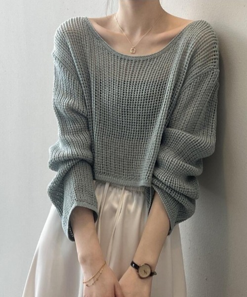 メッシュニット セーター 韓国 ストリート 厚手 全3色 m6236 トップス メンズ 韓国 シースルー 全3色 メッシュ ニット