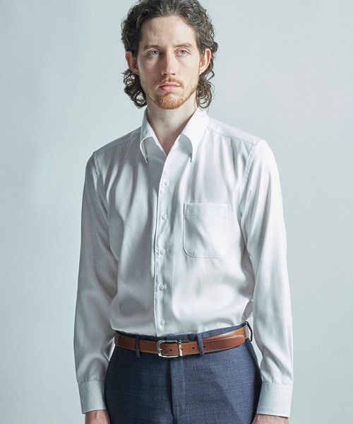 MEN'S BIGI(メンズビギ)の「【ACTIVE TAILOR/アクティブテイラー】クールマックスロイヤルオックスドレスシャツ<吸水速乾/イージーケア>(シャツ/ブラウス・メンズ・ホワイト/サックスブルー・03/02/01/04)」の2枚目の写真