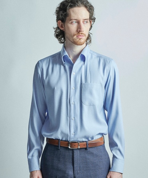 MEN'S BIGI(メンズビギ)の「【ACTIVE TAILOR/アクティブテイラー】クールマックスロイヤルオックスドレスシャツ<吸水速乾/イージーケア>(シャツ/ブラウス・メンズ・ホワイト/サックスブルー・03/02/01/04)」の1枚目の写真
