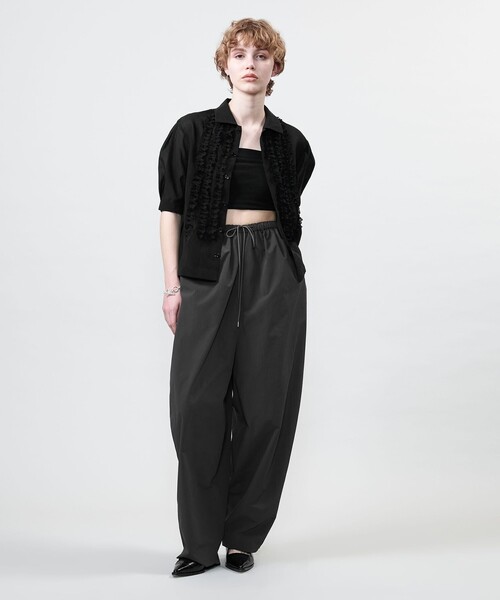 ブラウス シャツ 「ASTRAET」フリル パフスリーブ ノーカラーブラウス レディース ASTRAET＞フリルカラー ノースリーブブラウス
