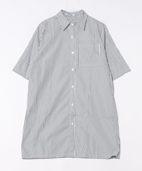 urge:(アージコロン )の「【URGE:】ストライプ 半袖 シャツ ワンピース(シャツワンピース・レディース・ブラック/ブルー・SMALL/MEDIUM/LARGE/X-LARGE)」の8枚目の写真