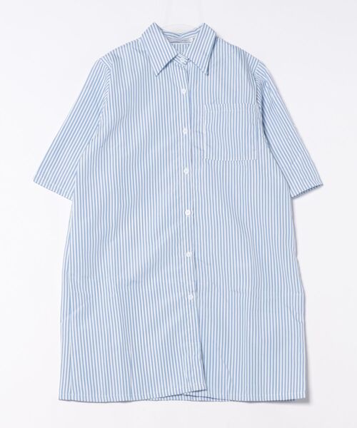 urge:(アージコロン )の「【URGE:】ストライプ 半袖 シャツ ワンピース(シャツワンピース・レディース・ブラック/ブルー・SMALL/MEDIUM/LARGE/X-LARGE)」の9枚目の写真