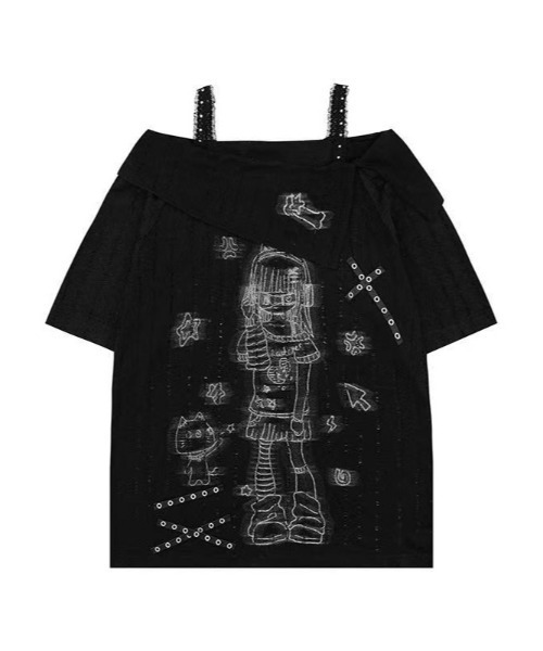 AsheKsha(アシクシャ)の「【新作】レースオフショルダー×カラーブロック キャミトップス(Tシャツ/カットソー・レディース・ライトベージュ/ブラック・F)」の19枚目の写真