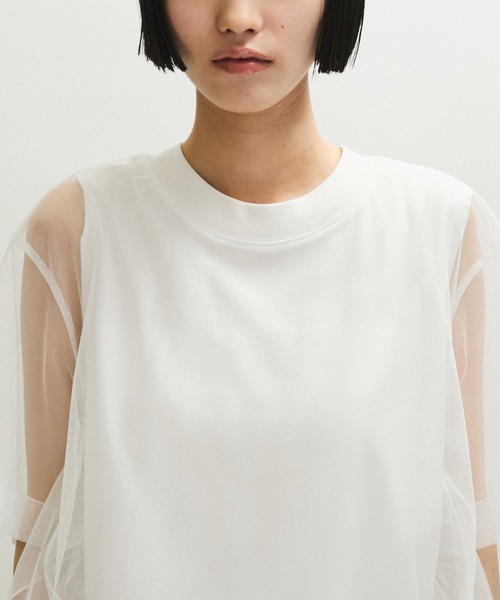 アダムエロペ✳︎ギャザーチュールトップス　Tシャツ ADAM ET ROPE' tシャツ 「サステナブル」・「定番人気」ギャザー