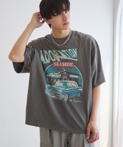 メンズ アメリカンレトロ Tシャツ ストリート 韓国 vi-1045 楽天市場】Tシャツ 半袖 メンズ TWO FACE Smile now ブラック