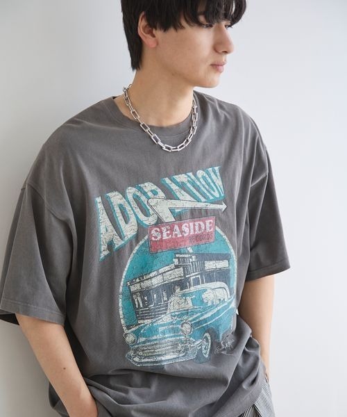 PBLIM（ページボーイリム）の「《UNISEX》レトロアメリカンルーズTシャツ【WEB限定アイテム】（Tシャツ/カットソー・レディース・オフホワイト/エンジ/チャコールグレー・MEDIUM/LARGE）」の5枚目の写真