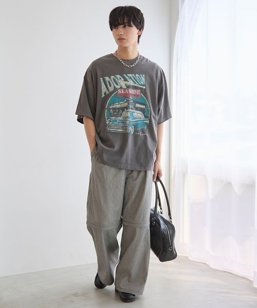 PBLIM（ページボーイリム）の「《UNISEX》レトロアメリカンルーズTシャツ【WEB限定アイテム】（Tシャツ/カットソー・レディース・オフホワイト/エンジ/チャコールグレー・MEDIUM/LARGE）」の6枚目の写真