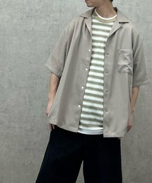 BACK NUMBER 半袖シャツ L ダークグレー BACK NUMBER シャツ 「BACK NUMBER」デニムオープンカラー半袖