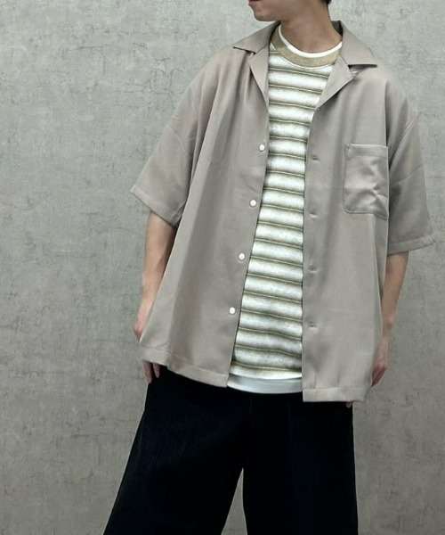 BACK NUMBER(バックナンバー)の「【BACK NUMBER】アムンゼン無地半袖シャツ(シャツ/ブラウス・メンズ・ベージュ/ブラック/サックスブルー/オリーブ・L/XL/M)」の3枚目の写真