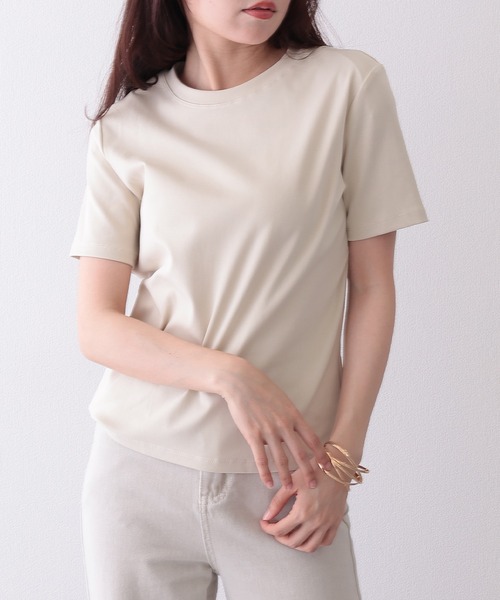 Lace Ladies(レースレディース)の「クルーネック ベーシック コットン 半袖 Tシャツ(Tシャツ/カットソー・レディース・ブルー/ベージュ/グリーン/ピンク/ホワイト/ブラック・FREE)」の3枚目の写真