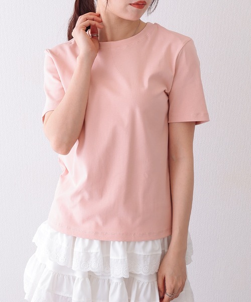 Lace Ladies(レースレディース)の「クルーネック ベーシック コットン 半袖 Tシャツ(Tシャツ/カットソー・レディース・ブルー/ベージュ/グリーン/ピンク/ホワイト/ブラック・FREE)」の6枚目の写真