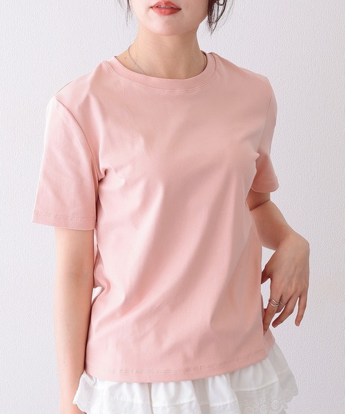Lace Ladies(レースレディース)の「クルーネック ベーシック コットン 半袖 Tシャツ(Tシャツ/カットソー・レディース・ブルー/ベージュ/グリーン/ピンク/ホワイト/ブラック・FREE)」の9枚目の写真