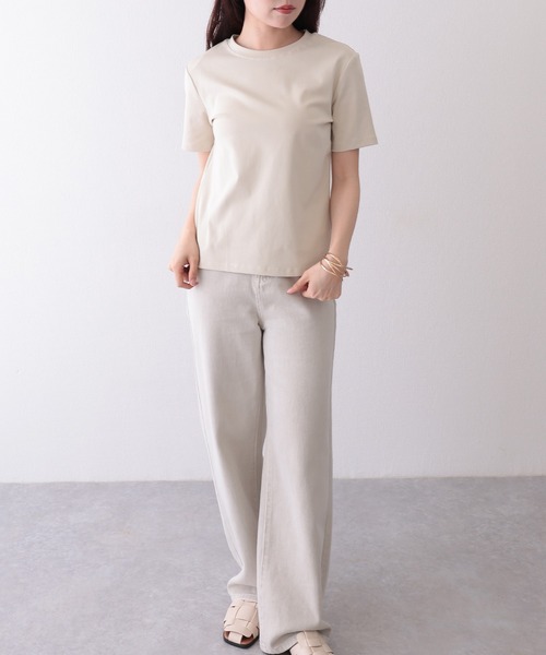 Lace Ladies(レースレディース)の「クルーネック ベーシック コットン 半袖 Tシャツ(Tシャツ/カットソー・レディース・ブルー/ベージュ/グリーン/ピンク/ホワイト/ブラック・FREE)」の18枚目の写真