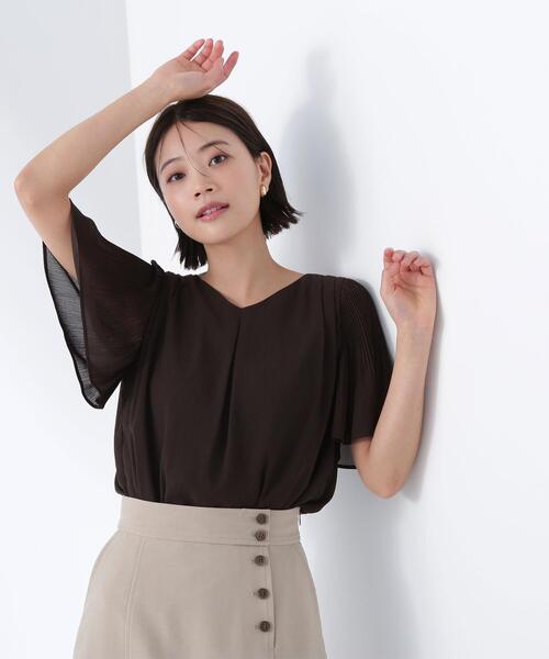 NATURAL BEAUTY BASIC(ナチュラルビューティーベーシック)の「◇楊柳フレアスリーブブラウス(シャツ/ブラウス・レディース・グレー/ブルー/ダークブラウン・SMALL/MEDIUM)」の3枚目の写真