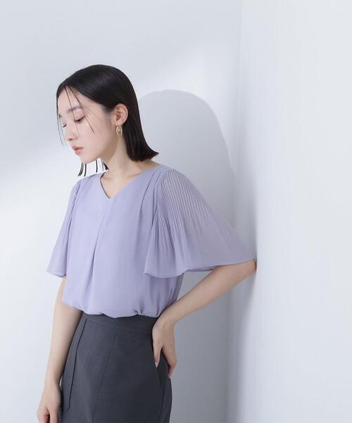 NATURAL BEAUTY BASIC(ナチュラルビューティーベーシック)の「◇楊柳フレアスリーブブラウス(シャツ/ブラウス・レディース・グレー/ブルー/ダークブラウン・SMALL/MEDIUM)」の2枚目の写真