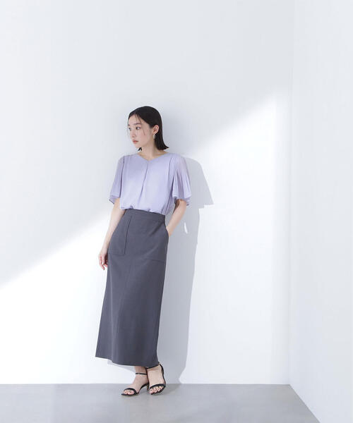 ブラウス シャツ 楊柳フレアスリーブブラウス レディース NATURAL BEAUTY BASIC ブラウス シャツ 楊柳フレアスリーブ
