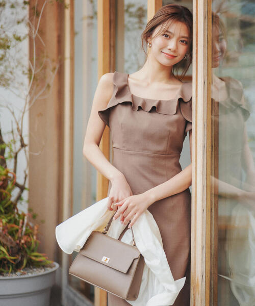 PROPORTION BODY DRESSING（プロポーションボディドレッシング）の「ラッフルナローワンピース / 1215240605（ワンピース・レディース・ブラウン/ベージュ・SMALL/MEDIUM/P/S）」の5枚目の写真