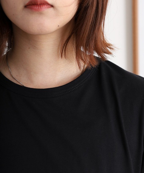EGLANTINE(エグランティーヌ)の「EGLANTINE コクーンシルエット 配色切り替え半袖ワンピース(ワンピース・レディース・カーキ/ブラック・40)」の12枚目の写真