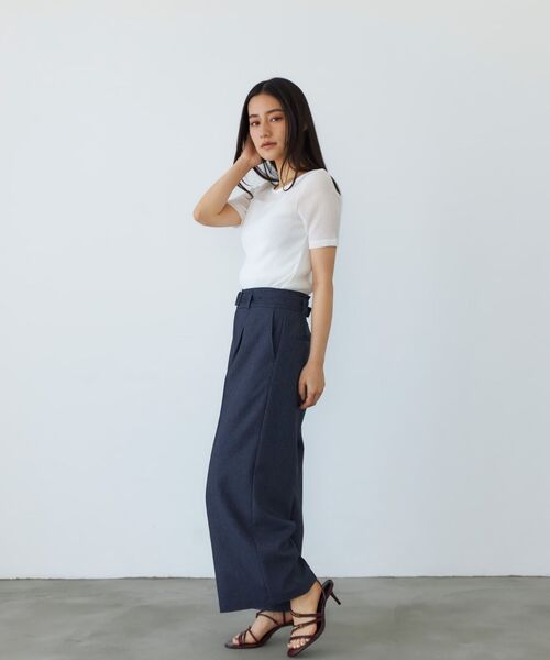 STRATA(エストラータ)の「シアーリンクルハーフスリーブプルオーバー 【低身長・小柄女性】(Tシャツ/カットソー・レディース・ホワイト/グリーン/ブラウン・ONE SIZE)」の13枚目の写真