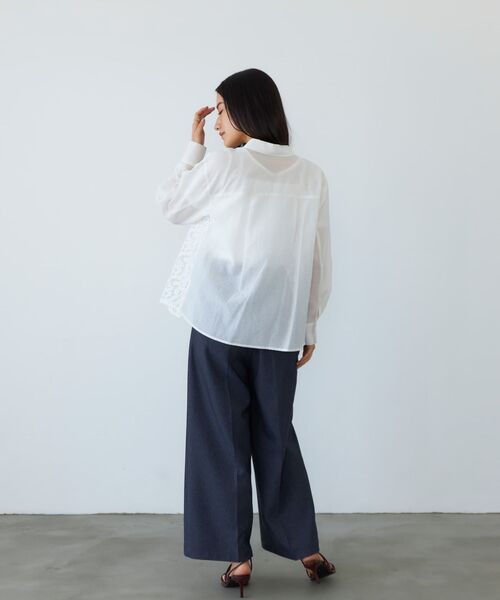 STRATA(エストラータ)の「シアーリンクルハーフスリーブプルオーバー 【低身長・小柄女性】(Tシャツ/カットソー・レディース・ホワイト/グリーン/ブラウン・ONE SIZE)」の15枚目の写真