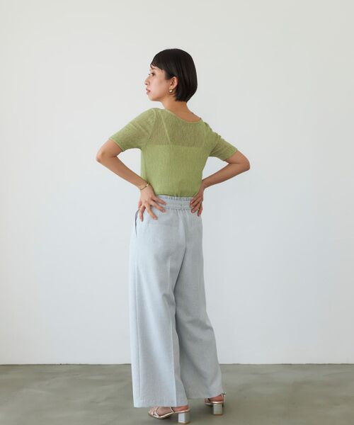 STRATA(エストラータ)の「シアーリンクルハーフスリーブプルオーバー 【低身長・小柄女性】(Tシャツ/カットソー・レディース・ホワイト/グリーン/ブラウン・ONE SIZE)」の18枚目の写真