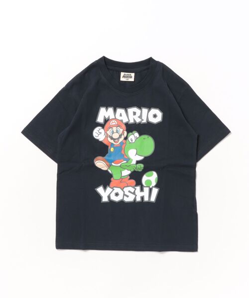 A BAG OF CHIPS(アバッグオブチップス)の「スーパーマリオ キッズ 半袖プリントTシャツ(Tシャツ/カットソー・キッズ・ネイビー/ホワイト/ブラック・130cm/140cm/120cm)」の1枚目の写真