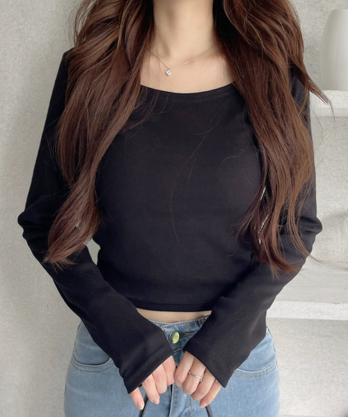 Ada.(エイダ)の「ディープネック シンプル 無地 カットソー 長袖(Tシャツ/カットソー・レディース・ホワイト/グレー/ブラック・FREE)」の22枚目の写真